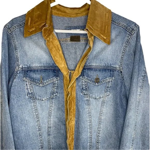 Brandon Thomas Woman’s Lightweight Blue Jean/Suede Jacket Size Medium - Picture 3 of 8